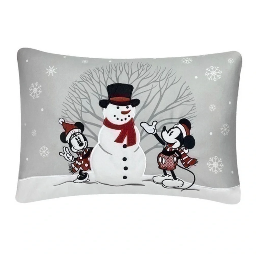 NWT. DISNEY Mickey Mouse Snowman Throw Pillow